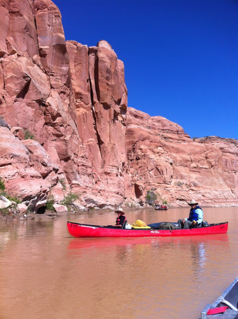 Riley and Jon canoeing the Green River